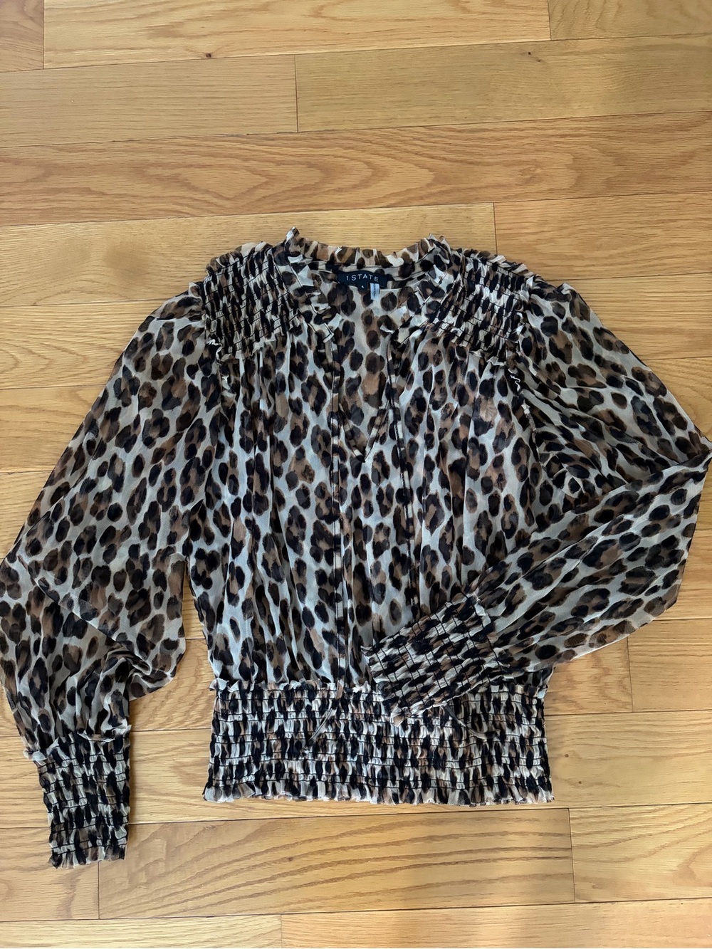 1. State Leopard Sheer Blouse